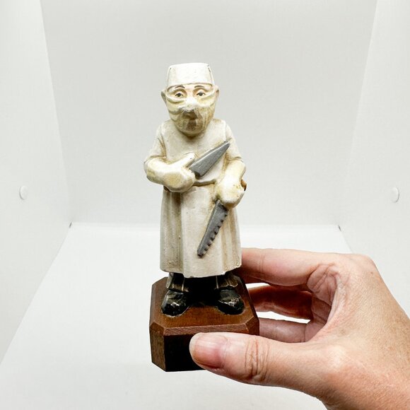 SOLD Vtg German Carved Wood Doctor Obstetrician Creepy Baby Halloween Oddities - Picture 11 of 11